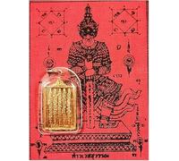 Amulet Sacred Pendant Yant 5 Row Copper & PHA Yant Wessuwan Yantra Cloth Thai Magic Charm Talisman Relationship Attract Prosperity Abundance Wealth Trade Money Business Fortune Luck Blessed LP Dam