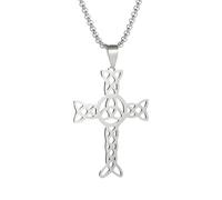 Amulets with Eternal Knot for Men, Religious Jesus Pendant A Mens Celtic Irish Cross Necklace