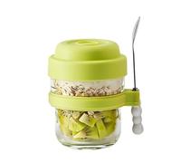 AMULONG Sweet Jars Apothecary 2 Pack Overnight Oats Glass Jars With Lid Spoon For Nut Fruit Salad Jars for Crafting(Grün)