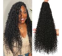 AMUMI Goddess Locs Crochet Hair 24 Inch 8 Bundles Boho Faux Locs Crochet Hair for Black Women Crazy Soft with Curly Ends (24 Inch), 8 Pieces, 1B#