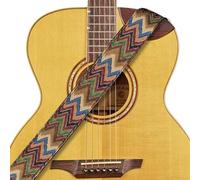 Amumu 2" Chevron MultiColor Guitar Strap with Vegan Leather Ends - for Acoustic, Electric, Bass Guitars, Adjustable 37'' to 63"