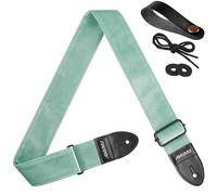 Amumu Flocked Velvet Guitar Strap with Microfiber Leather Ends - Guitar Accessories - Fits Acoustic, Bass, Electric Guitar -Mint Green