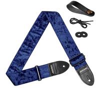 Amumu Flocked Velvet Guitar Strap with Microfiber Leather Ends - Guitar Accessories - Fits Acoustic, Bass, Electric Guitar, Navy Blue, Default