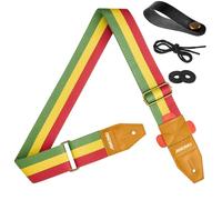 Amumu Reggae Guitar Strap Adjustable length from 35.4" to 60.6" W/Headstock Strap Adapter and 2 Pieces Rubber Locks