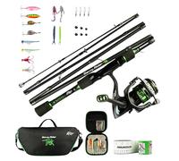 AMUNDSON - Trek Rod & Reel - IM6 Graphite Carbon Rod - Fishing set for camping, hiking & kayaking - Suitable for fresh and salt water & all seasons - For beginners & anglers