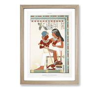 Amunof II & Governess by Emile Prisse d'Avennes Framed Print | A2 Oak Framed Wall Art | Ready to Hang | Modern Nature Picture | Living Room Bedroom Lounge Office