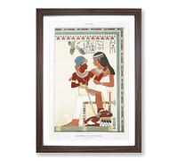 Amunof II & Governess by Emile Prisse d'Avennes Framed Print | A2 Walnut Framed Wall Art | Ready to Hang | Modern Nature Picture | Living Room Bedroom Lounge Office