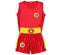 Amur Leopard Boxing Uniform Set Unisex Children Combat Suit 2 Pieces Vest + Shorts for Muay Thai Sanda Martial Arts, Red, 8-9 Years