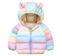Amur Leopard Boys Coats Toddler Hooded Jacket Kids Girls Padded Jacket Warm Printed Outerwear for Automn Winter, Rainbow Color, 120/5-6T