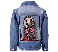Amur Leopard Denim Jacket Girl Coat Denim Children Coat Denim Printed for Spring and Autumn Outwear Jacket, Blue B, 8 Years