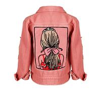 Amur Leopard Denim Jacket Girl Coat Denim Children Coat Denim Printed for Spring and Autumn Outwear Jacket, Pink, 6-7 Years