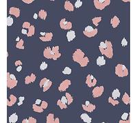 Amur Leopard Dotted Wallpaper Animal Print Spots Metallic Navy Pink