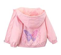 Amur Leopard Girls Jacket Kids Hooded Parka Coat Cartoon Windbreaker Lightweight Outwear for Spring Autumn Summer, Pink, 90/1-2T