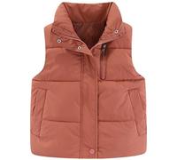 Amur Leopard Kids Puffer Vest Zipper Windproof Gilets Boys Girls Padded Warm Quilted Coat Winter Sleeveless Jacket with Pockets, Red, 4-5Years