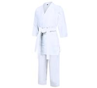 Amur Leopard Taekwondo Uniform Kids with Belt Professional Taekwondo Suit Long Sleeve for Karate Judo, White Belt, 120/5-6T