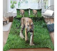 Amur Tiger Bedding Double Bed Set Predator Print Duvet Cover for Double Bed Bedroom Decoration Quilt Cover and 2 Pillowcases 50x75cm, Fluffy Soft 110gsm Brushed Microfiber ba3226