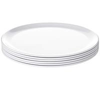Amuse Home Bayview Essentials- Chip-Resistant Large Daily Melamine Round Dinner Plate- Set of 6-11 inches (White)