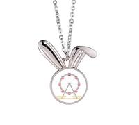 Amusement Park Colourful Ferris Wheel Pattern Rabbit Necklace Pendant Bunny Animal Jewelry Gift