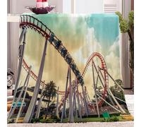 Amusement Park Roller Coaster Design Fleece Throw Blanket for Adult Children, Flannel Bed Blanket Soft Fuzzy Cozy and Warm Washable Sherpa Blanket for Sofa Bed Couch, All Season 150x200 cm
