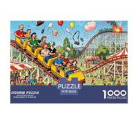 Amusement Park Roller Coaster Panic Wooden Jigsaw Puzzle Waterproof 1000 Piece Puzzles for Adults Colourful Challenging Games