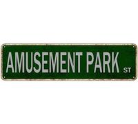 Amusement Park St Sign Novelty Amusement Park Decor Amusement Park Street Sign Wall Art Decor For Home Farmhouse Bar Cafe Man Cave 16 X 4 Inch