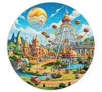 Amusement Parks 1000 Piece Animation Round Jigsaw Puzzles Challenging & Brainteasing Educational Games for Adults And Kids 1000pcs (67.5x67.5cm)