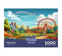 Amusement Parks 1000 Pieces Portable Jigsaw Puzzle Age 3+ Cool Collage Effect, Fun Details, Educational, Challenging Puzzle Games 70x50cm/1000pcs