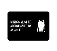 amusFlynnel Warning Sign Minors Must Be Accompanied by an Adult Family Sign Road Sign Business Sign 8X12 Inches Aluminum Metal Tin Sign