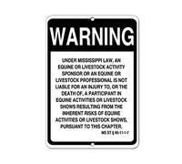 amusFlynnel Warning Sign Mississippi Law, Equine Activist Not Liable for Injury Death Road Sign Business Sign 12X16 Inches Aluminum Metal Tin Sign