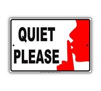 amusFlynnel Warning Sign Quiet Please Shh with Graphic Road Sign Business Sign 8X12 Inches Aluminum Metal Tin Sign Z0092
