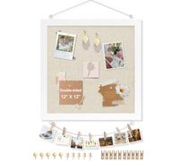 AMUSIGHT Double-Sided Small Wood Framed Cork Board for Wall, 12" x 12" | Hanging Bulletin Board, Picture Display Vision Board Kit Corkboards for Wall Room School Office Decor, 10 Pushpins