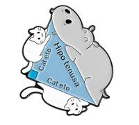 Amusing Cartoon Hippo Cats Brooch Creative Alloy Pin for Casual Collections Cartoon Stacking Hippo Brooch