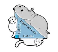 Amusing Cartoon Hippo Cats Brooch Creative Alloy Pin for Casual Collections Hippo and Puss Brooch
