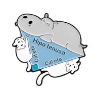 Amusing Cartoon Hippo Cats Brooch Creative Alloy Pin for Casual Collections Hippo and Puss Brooch
