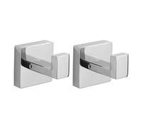 Amusingtao 2 Pcs Square Bathroom Towel Hooks, Wall Mounted Robe Coat Hook, 304 Stainless Steel Heavy Duty Door Hanger Hooks for Closets, Bathroom, Bedroom, Hallway, Kitchen(Color:Silver)