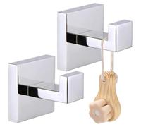 Amusingtao 2Pcs Square Bathroom Towel Hook, Stainless Steel Door Hooks Screw in for Bedroom, Hallway, Closet or Kitchen for Coat, Robe, Clothes(Color: Silver)