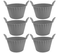 Amusingtao 6 Pcs Silicone Ramekins for Air Fryer, Reusable Silicone Muffin Trays, Heat-Resistant Air Fryer Egg Poacher Cups, Ramekins for Ai-Fryer Accessories Fried Eggs(Color:Grey)