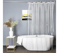 Amusingtao Clear Bathroom Shower Curtains, 180x180cm See Through Shower Curtain Liners, Heavy Duty Proof Resistant Waterproof Transparent Curtains, Washable Easy Care(COLOR:clear)