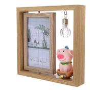 AMUSLESUR 6-inch Double-Sided Rotary Photo Frame with Creative Cartoon Pig Design, Decorative Rotating Picture Frame for Living Room Tabletop Display, Single Piece