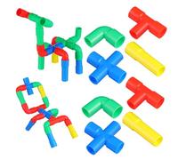 AMUSLESUR Educational Plastic Pipe Blocks for Colorful Interlocking Pipes for Safe Environment-friendly Material Smooth Surface for Fine Motor Skill Development and Visual Learning