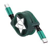 Amuvec 60W Retractable USB C to C Cable, PD Fast Charging Type C Cord 1M | Single pull lead. 60W PD USB C to C. Fits iPhone 17/16/15, MacBook Pro, iPad, Samsung Galaxy, Pixel, PS5, Switch, laptop.