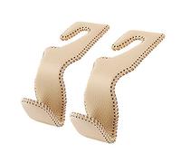 AMVOYOA Headrest Hooks for Purses and Bags, Car Back Seat Headrest Hanger Vehicle Beige Leather Storage Hook, Pack of 2