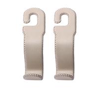 AMVOYOA Leather Car Hooks for Headrest - Fully Leather-Wrapped U-Shaped Purse Holder for Car, Flexible Seat Back Organizer & Durable Car Accessories for Purses, Bags, Coats & More (Beige, 2 Pack)