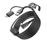 AMVR Link Cable with Charging 16FT Compatible with Meta Quest 3/3S/2/Pico 4 Accessories, Nylon Braided Cable with USB 3.0 A to C Adapter for SteamVR, High-Speed Max 5Gbps, Play While Charger (Black)