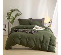 AMWAN Army Green Duvet Cover King Bedding Set - Modern Soft Olive 3-Piece Comforter Cover With 2 Pillowcases, 104"x90"