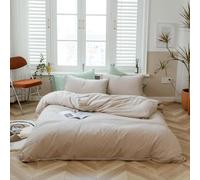 AMWAN Beige Duvet Cover Set - Full Size, Taupe & Khaki Apricot Solid Comforter, Jersey Knit Cotton, Simple Style, 1 Duvet Cover with 2 Pillowcases