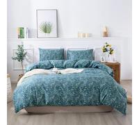 AMWAN Blue Floral Duvet Cover Queen Soft Cotton Flower Pattern Botanical Bedding Sets 1 Duvet Cover with 2 Pillowcases Vintage Floral Style