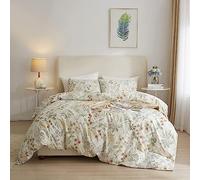 AMWAN Botanical Floral Duvet Cover Full Size Cotton Garden Bedding Sets Chic Vintage Comforter Cover Aesthetic Flower Boho Floral Bedding Sets with Zipper