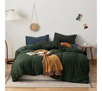 AMWAN Dark Green Duvet Cover 100% Jersey Knit Cotton Duvet Cover King Olive Green Comforter Cover Luxury Soft T Shirt Cotton Bedding Set Simple Style Solid Green Bedding Quilt Cover with 2 Pillowcases