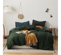 AMWAN Duvet Cover Set, Full Size, Jersey Knit Cotton, Olive Green, 3 Pieces, Zipper Closure, 500 Thread Count, Fade Resistant, Hypoallergenic